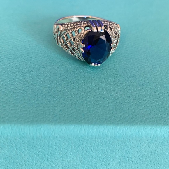 Sterling Silver with Blue Stone - Picture 2 of 4